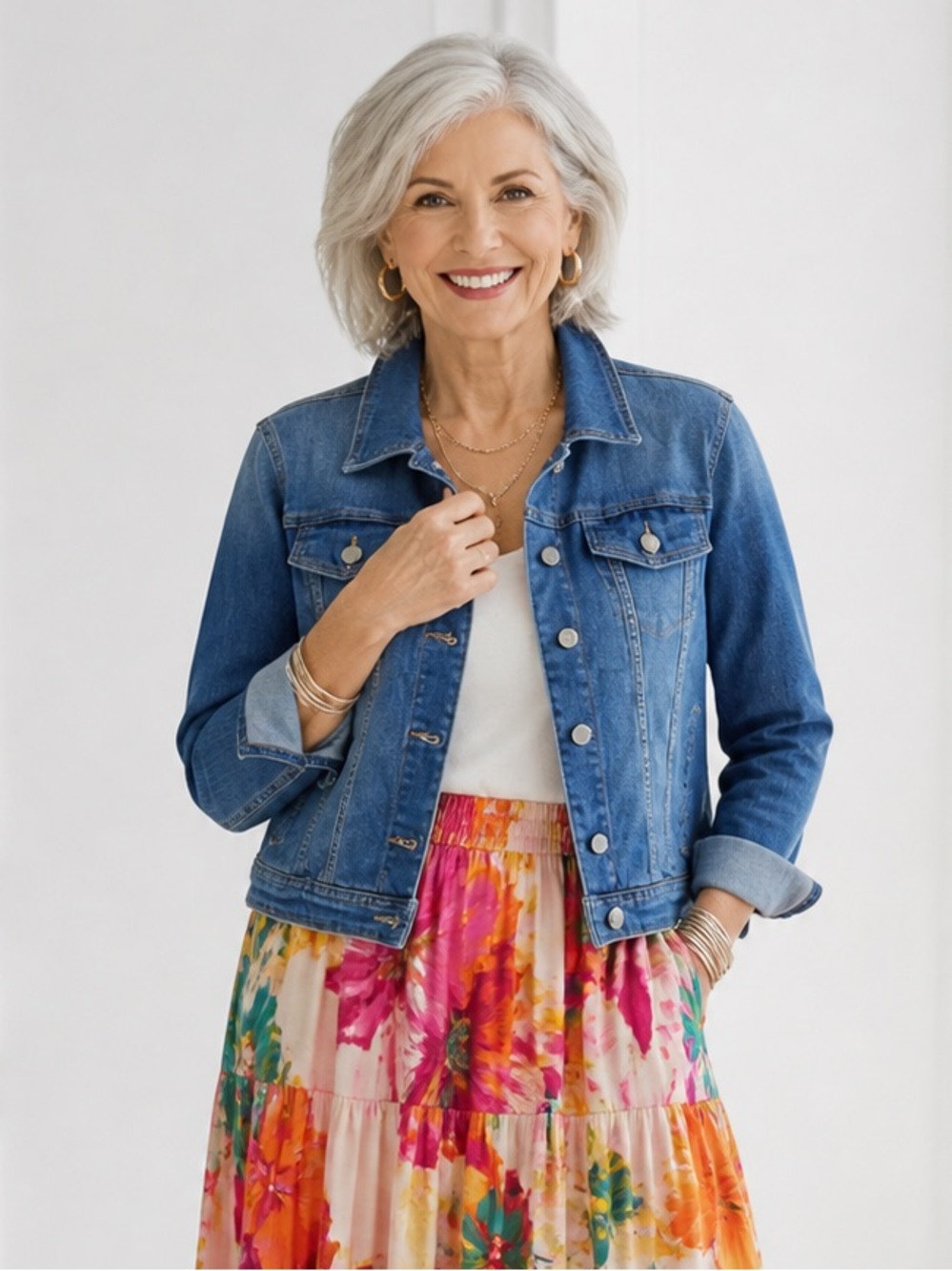 Tahari Dark Blue with fade effect Denim Jacket Size PL NWT